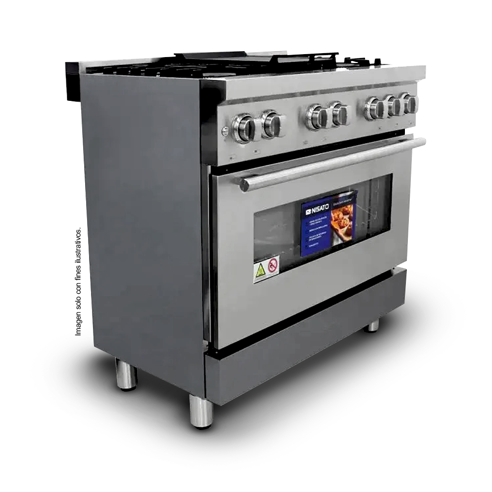 Estufa a gas 30" NPX-7876GRS7 Nisato. 5 quemadores, superficie de acero inoxidable.