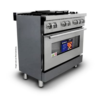 Estufa a gas 30" NPX-7876GRS7 Nisato. 5 quemadores, superficie de acero inoxidable.