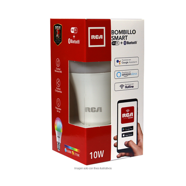 Bombillo Smart Wi-fi + Bluetooth RLSMA60 RCA, potencia de 10W, RGB.