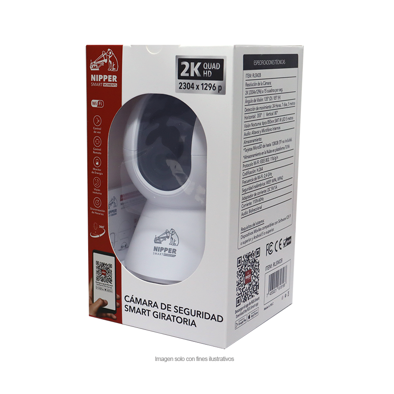 Cámara de seguridad giratoria Smart RLSM28 RCA, Resolución 2K (2304x1296) ángulo de visión 120°