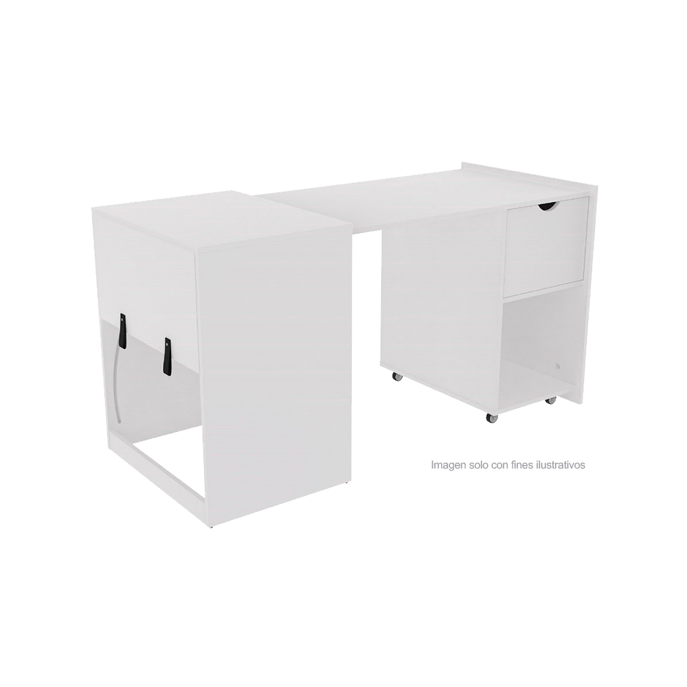 Escritorio XTF-CD210 plegable, color blanco, amplia superficie de trabajo, moderno y funcional.