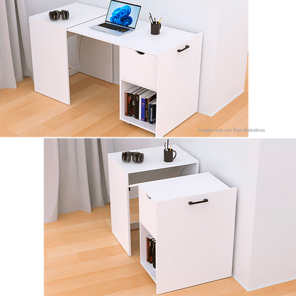 Escritorio XTF-CD210 plegable, color blanco, amplia superficie de trabajo, moderno y funcional.