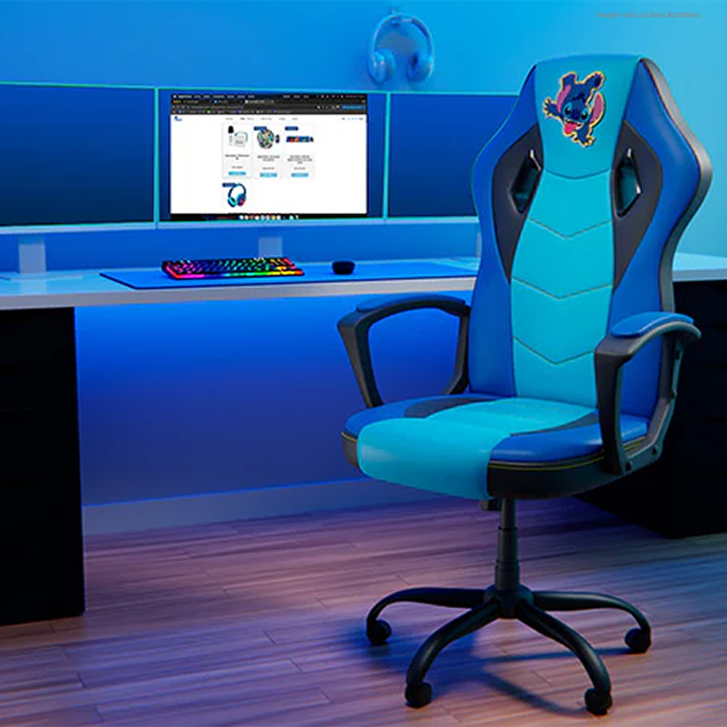 Silla Gaming  XTF-DC100ST Edición Stich, respaldo alto, reposabrazos acolchados .