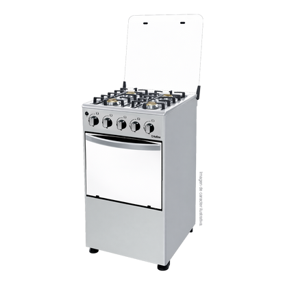 Estufa a gas 20" HLGR456F Hotline, 4 quemadores, mesa de acero inoxidable, parrillas de acero fundido, tapa de vidrio