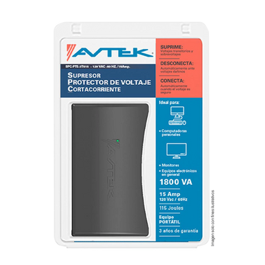 Multi protector de voltaje para equipos electrónicos P3T-1821 AVETK, 1800VA-15AMPS 115JOULES -120VAC 3TOMAS+2USB 2.4AMPS