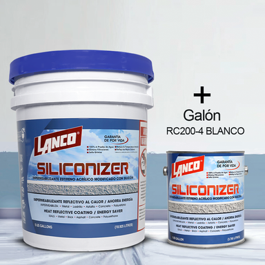 Combo tanque de 5 galones Siliconizer RC200-2 Blanco + galón de Siliconizer RC200-4 blanco