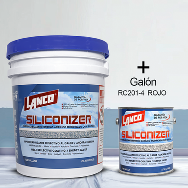 Combo tanque de 5 galones Siliconizer RC201-2 rojo + galón de Siliconizer RC201-4 rojo