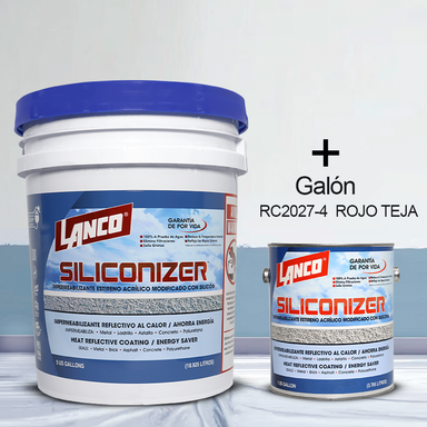 Combo tanque de 5 galones Siliconizer RC227-2  rojo teja + galón de Siliconizer RC2027-4 rojo teja Lanco