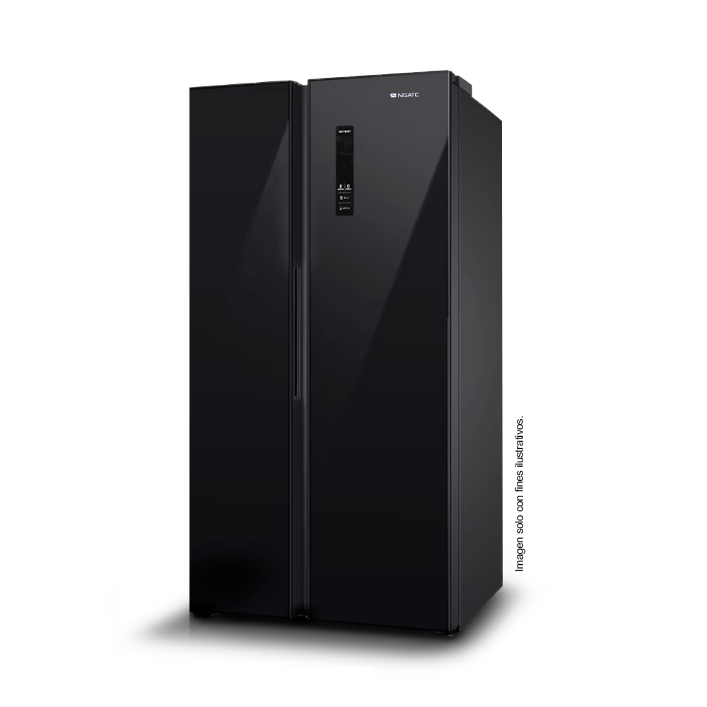 Refrigeradora 15pc Side By Side NRF-516GSMH Nisato, puerta de vidrio negro