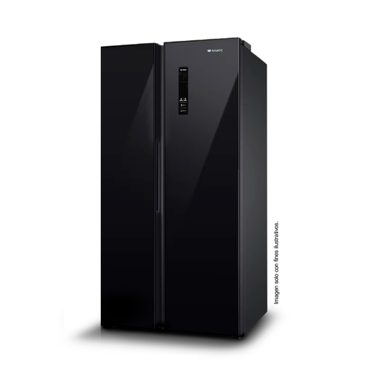 Refrigeradora 15pc Side By Side NRF-516GSMH Nisato, puerta de vidrio negro
