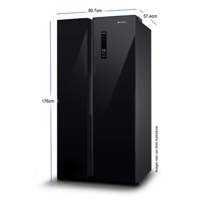 Refrigeradora 15pc Side By Side NRF-516GSMH Nisato, puerta de vidrio negro