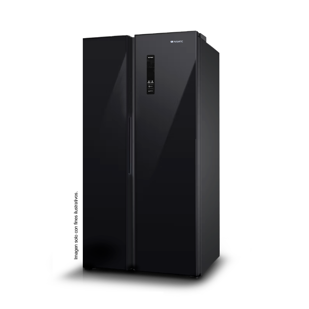 Refrigeradora 15pc Side By Side NRF-516GSMH Nisato, puerta de vidrio negro