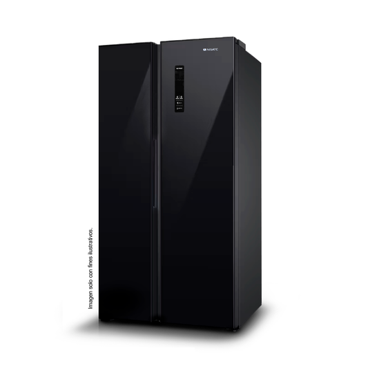 Refrigeradora 15pc Side By Side NRF-516GSMH Nisato, puerta de vidrio negro