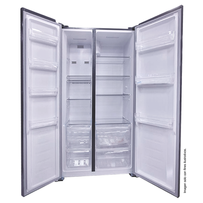 Refrigeradora 15pc Side By Side NRF-516GSMH Nisato, puerta de vidrio negro