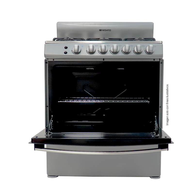 Estufa a gas de 30" NE-3037RNDM Nisato 6 quemadores, encendido eléctrico, horno con iluminación interior