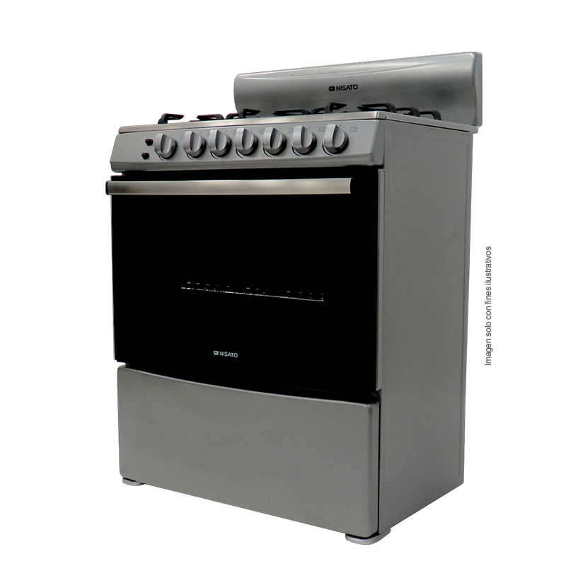 Estufa a gas de 30" NE-3037RNDM Nisato 6 quemadores, encendido eléctrico, horno con iluminación interior