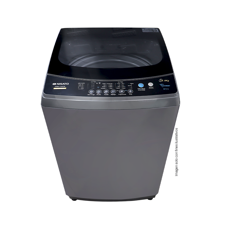 Lavadora automática 15kg NWMA-152SDM Nisato, color gris, tambor de acero inoxidable