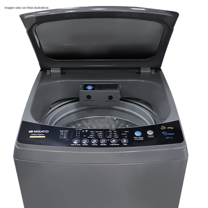 Lavadora automática 15kg NWMA-152SDM Nisato, color gris, tambor de acero inoxidable