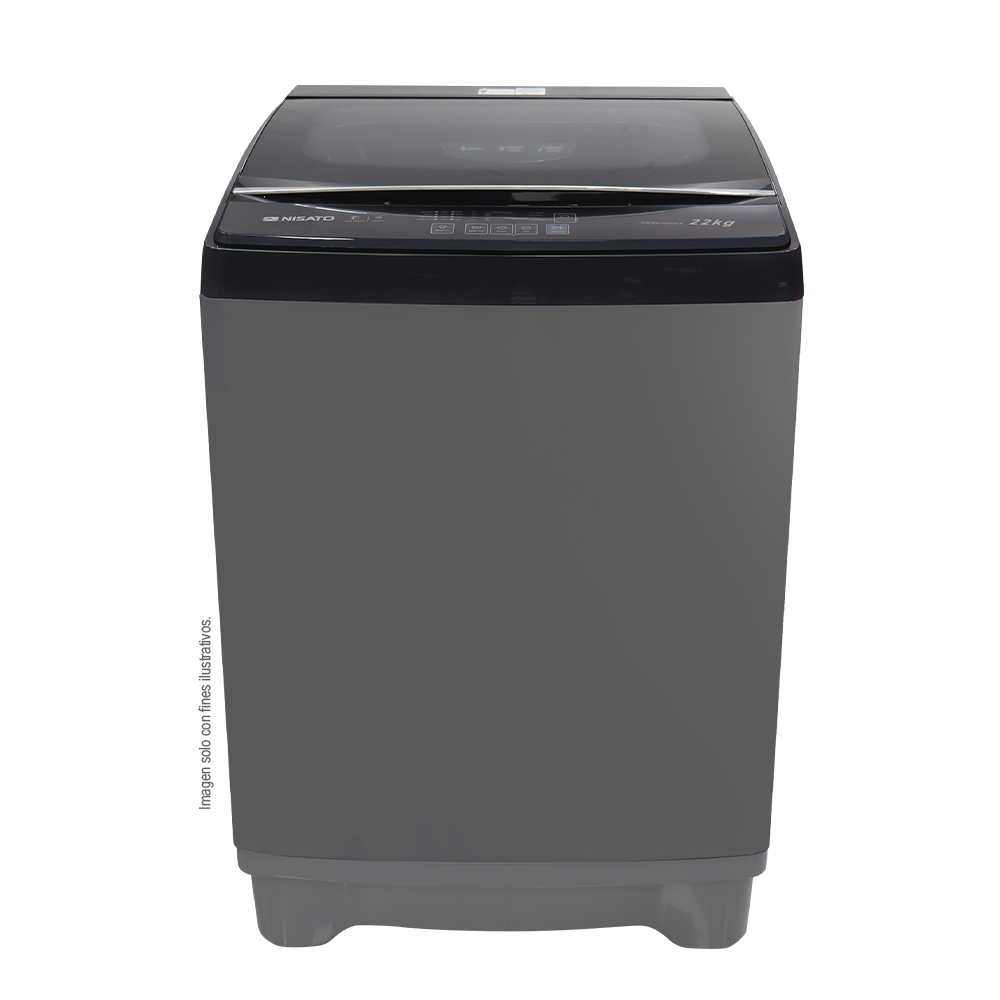 Lavadora automática 22kg, NWMA-2201LX  Nisato, de carga superior con bomba y tapa de vidrio