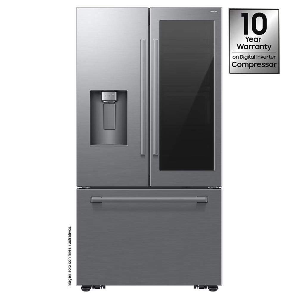 Refrigerador French Door 30 PC RF80H30CETED Samsung Auto-View FDR, Zero Clearance (4mm), Curved, Crushed (Fridge) + Whisky Balls (Freezer)