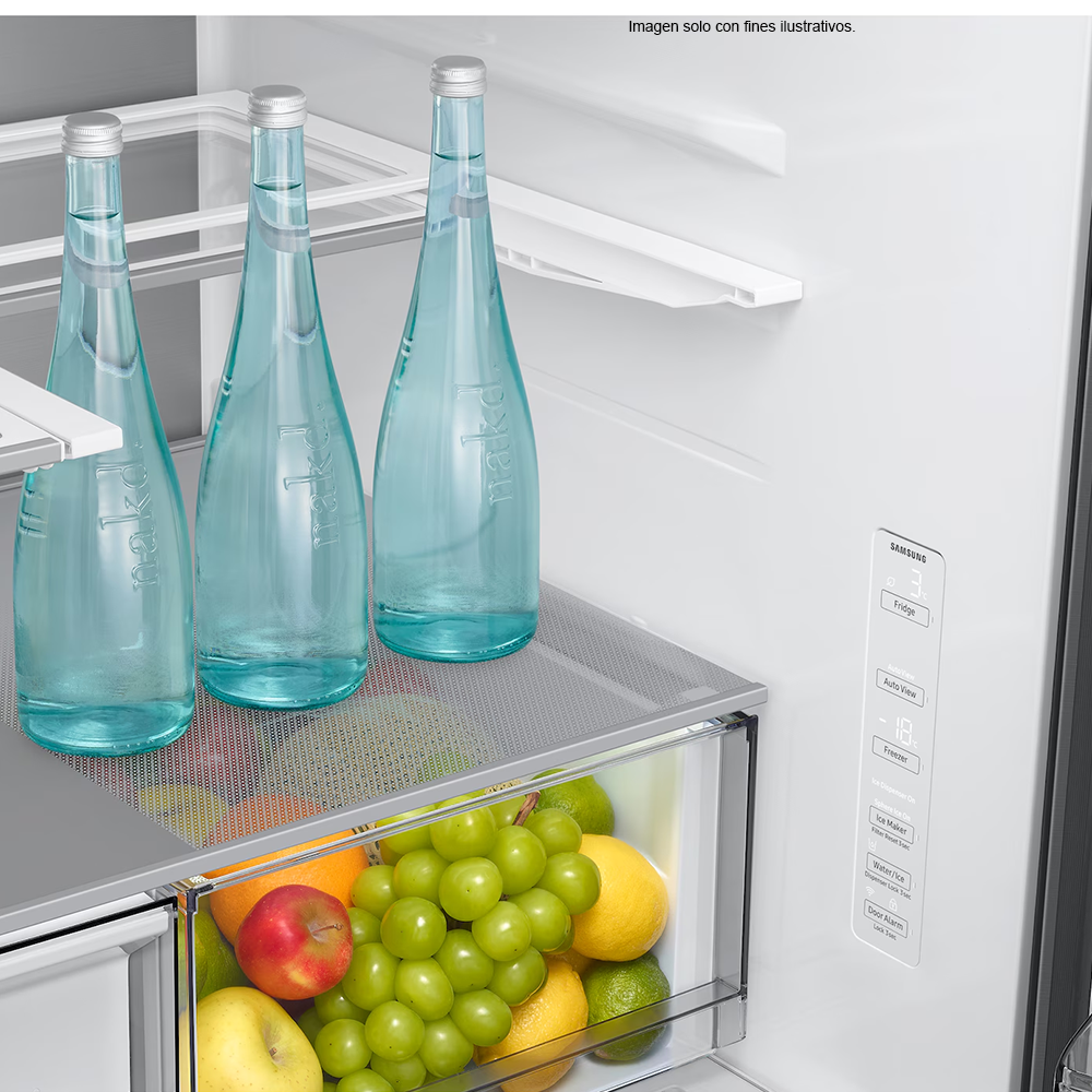 Refrigerador French Door 30 PC RF80H30CETED Samsung Auto-View FDR, Zero Clearance (4mm), Curved, Crushed (Fridge) + Whisky Balls (Freezer)