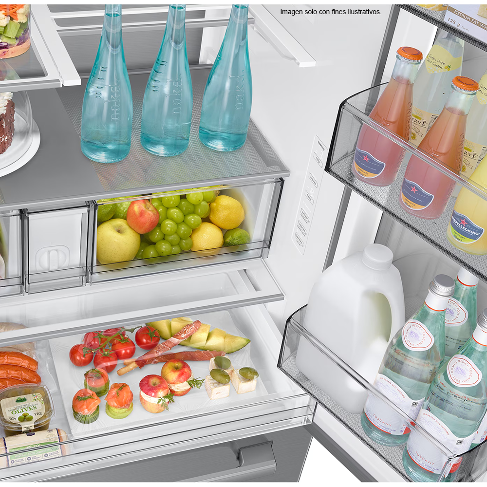 Refrigerador French Door 30 PC RF80H30CETED Samsung Auto-View FDR, Zero Clearance (4mm), Curved, Crushed (Fridge) + Whisky Balls (Freezer)