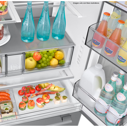 Refrigerador French Door 30 PC RF80H30CETED Samsung Auto-View FDR, Zero Clearance (4mm), Curved, Crushed (Fridge) + Whisky Balls (Freezer)