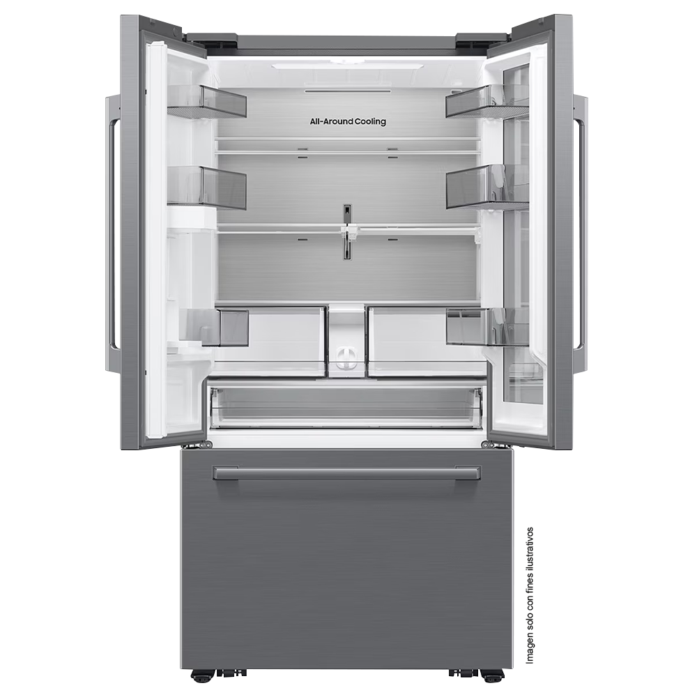 Refrigeradora French Door 30pc, RF80H30JETED Samsung, Tecnología AutoView, Diseño Zero Clearance Fit, Dispensador interno de agua