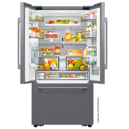 Refrigeradora French Door 30pc, RF80H30JETED Samsung, Tecnología AutoView, Diseño Zero Clearance Fit, Dispensador interno de agua