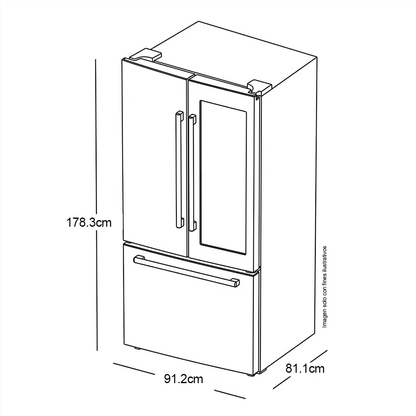 Refrigeradora French Door 30pc, RF80H30JETED Samsung, Tecnología AutoView, Diseño Zero Clearance Fit, Dispensador interno de agua