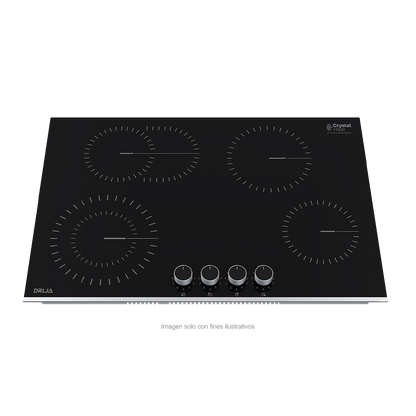Estufa empotrable Bari 76-A Drija | 4 quemadores Europeos EGO | superficie Vitrocerámica color negro | 220V - 50-60Hz