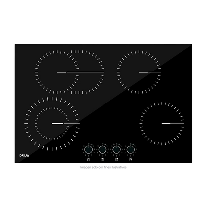Estufa empotrable Bari 76-A Drija | 4 quemadores Europeos EGO | superficie Vitrocerámica color negro | 220V - 50-60Hz