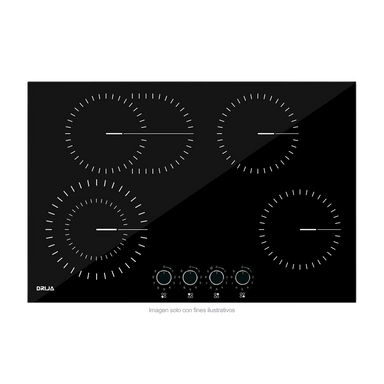 Estufa empotrable Bari 76-A Drija | 4 quemadores Europeos EGO | superficie Vitrocerámica color negro | 220V - 50-60Hz