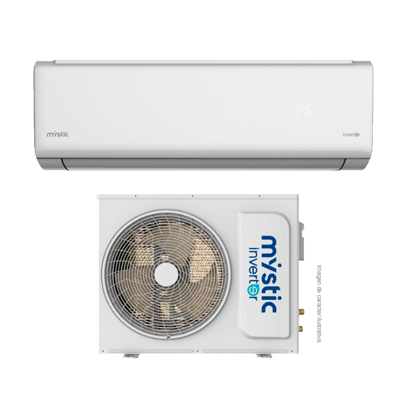 Aire acondicionado, inverter, split, 12000BTU Mystic, Flujo de aire 4D, Brisa Suave, Tureria100% cobre, protección anticorrosiva Dual Golden fin y filtro de salud. SEER 21