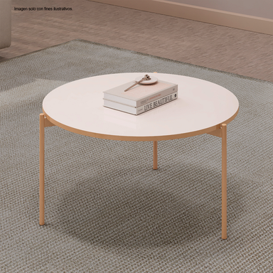 Mesa de centro Bela Off White 34494.174, color blanco roto, dorado, MDF.