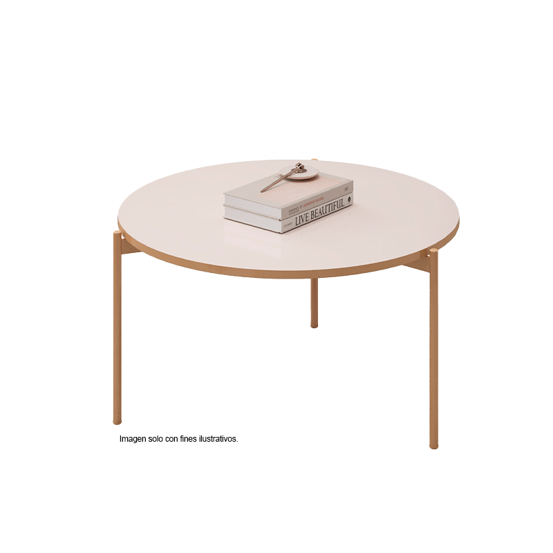 Mesa de centro Bela Off White 34494.174, color blanco roto, dorado, MDF.