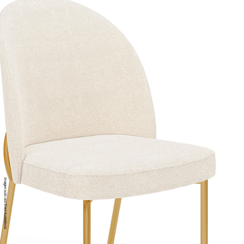 JUEGO DE COMEDOR CHANEL 4 PUESTOS - REDONDO MADERA/VIDRIO 1360X1360X30 04 SILLAS LIZY DORADO/BLANCO PERLA 38909.174983333