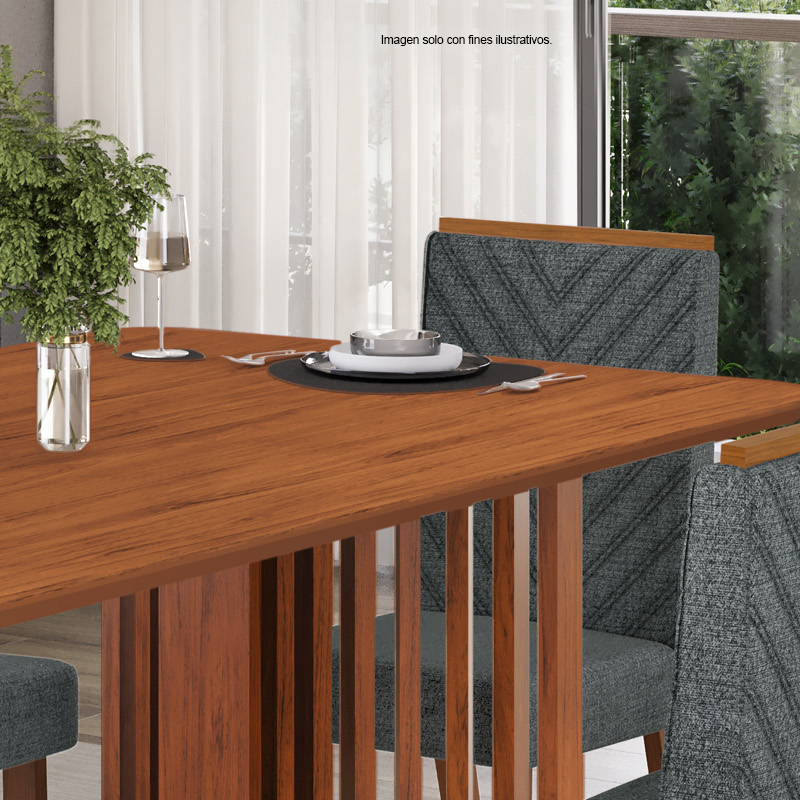 Juego de comedor 6 puestos, Mesa Luma + sillas Nara freijo/linho granito 38910.2298236