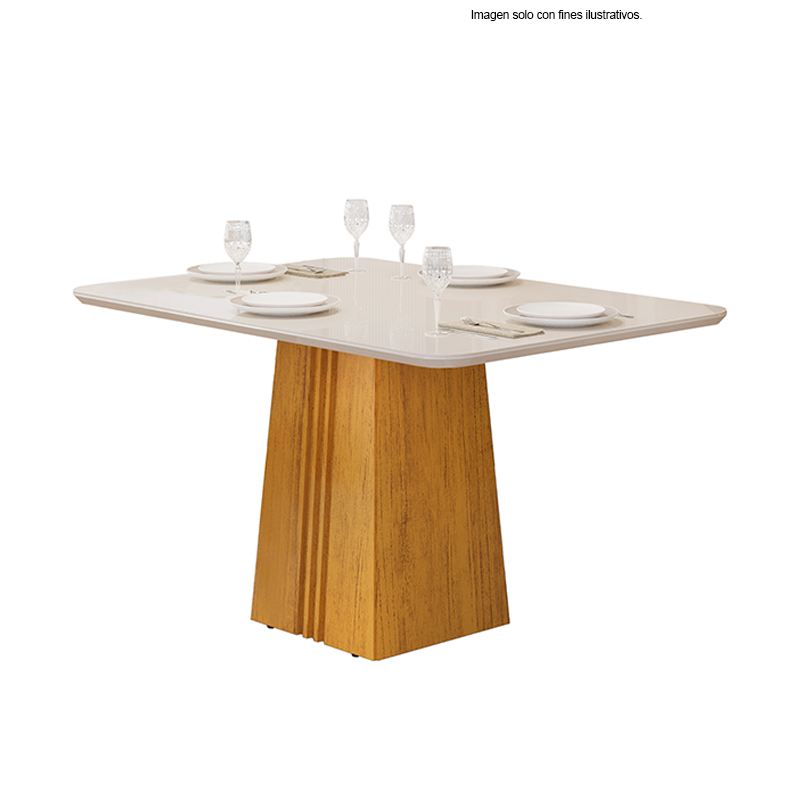 Juego de comedor 4 puestos, mesa Italia Cedro/Off + 4 sillas Julia Cedro/lino Beige, 30276.2549631