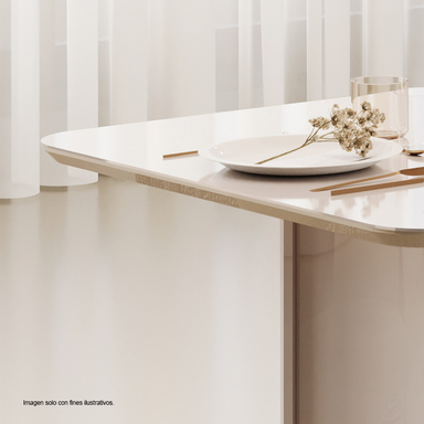 Juego de comedor mesa Liz 6 rectangular + 6 sillas Lizy color dorado / blanco perla 38911.174983333