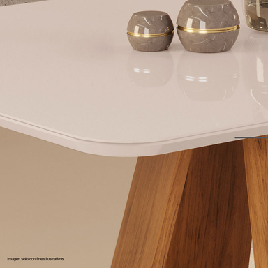 Juego de comedor cuadrado celeste 4 puestos, 4 sillas Lia Freijo/lino beige 31431.2228231
