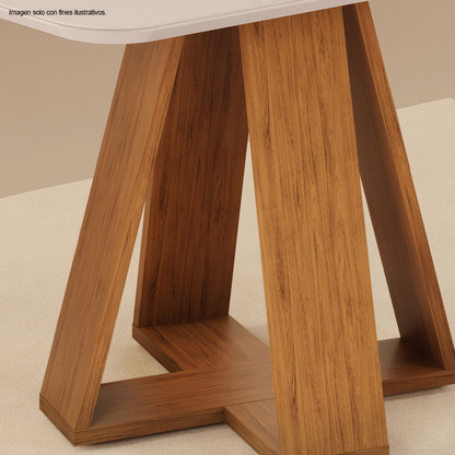 Juego de comedor cuadrado celeste 4 puestos, 4 sillas Lia Freijo/lino beige 31431.2228231