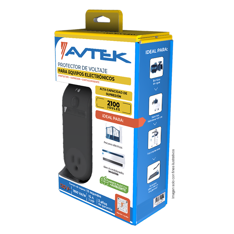 Protector de voltaje PETAS-1T515 con alta capacidad de supresión para electrónicos 120vac-1800va, AVTEK