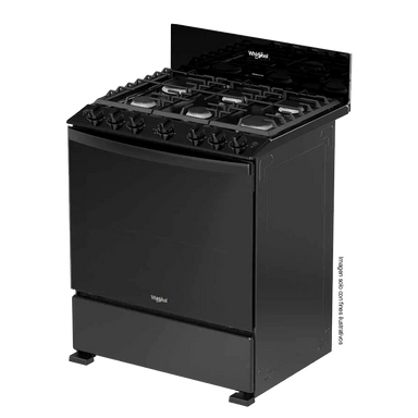 Estufa a gas de 30" LWFR3400B Whirlpool, cubierta porcelanizada, 6 quemadores, respaldo de cristal templado.