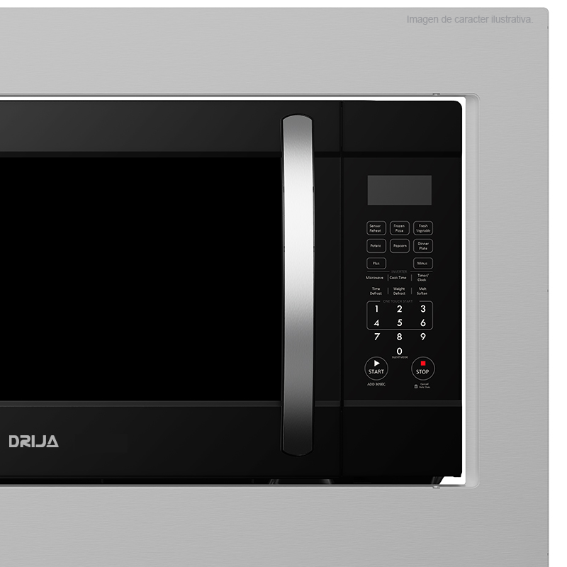 Horno microondas empotrable inverter VENETO 62L BLACK-I, 62 litros, Trim de acero inoxidable, panel digital, 8 funciones automáticas.