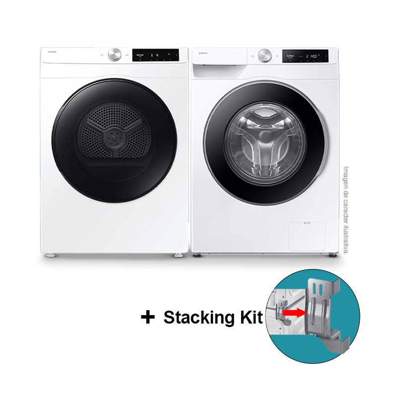 Lavadora WW11DG6U34LEED + Secadora DV11FG60BVBEED + Stacking kit SKK-DF Samsung