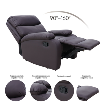 Sillón reclinable 0857-GISELLECH, color tono chocolate oscuro.