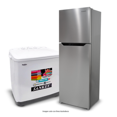 Combo de refrigeradora 8.3pc RF90IN70S Sankey + Lavadora semiautomática 10kg WM-1077P Sankey