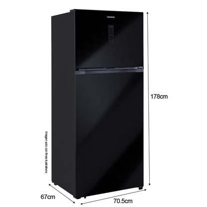 Refrigeradora Top Mount 14.8pc NRF-419GSMH Nisato, acabado vidrio negro, No Frost