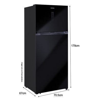Refrigeradora Top Mount 14.8pc NRF-419GSMH Nisato, acabado vidrio negro, No Frost